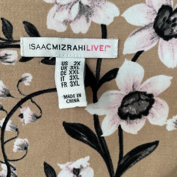 Isaac Mizrahi Taupe Tan Floral V Neck Pullover size 2X - Picture 2 of 10